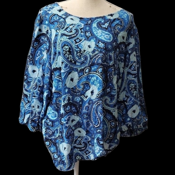 Talbots Blue Paisley Women's Top - Picture 1 of 4